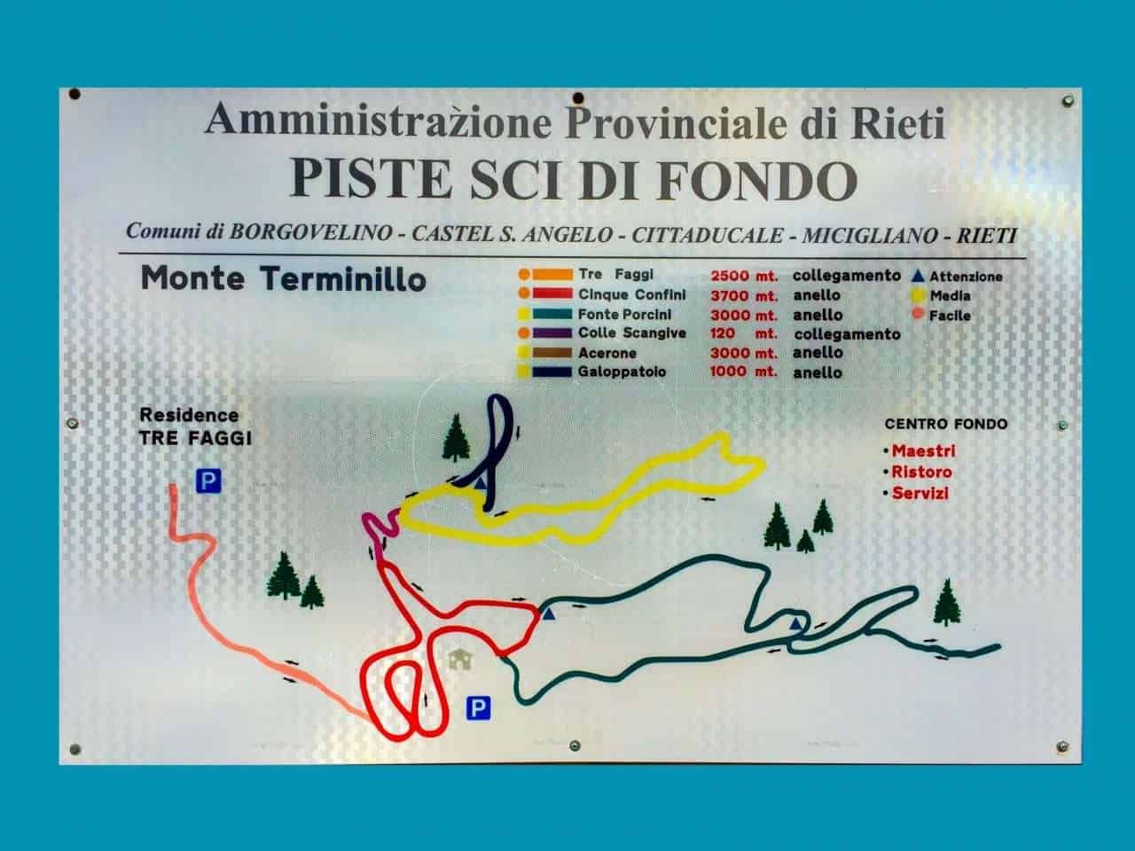 Mappa Piste Sci di Fondo Cinque Confini Terminillo